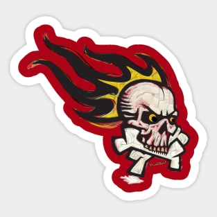 Vintage Flaming Skull Trash Polka Sticker